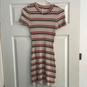 Free people Striped Ribbed Knit Dress - Red and Cream